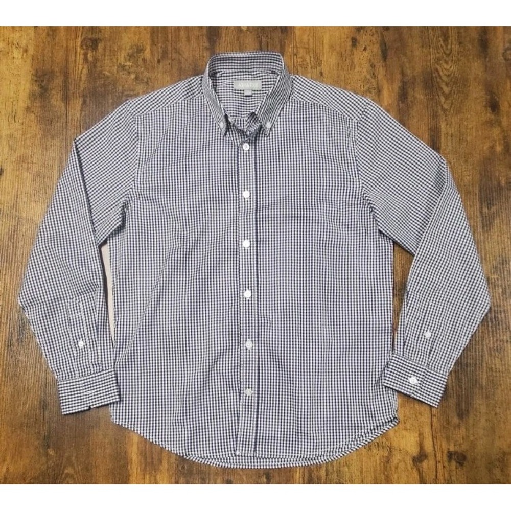 Ash & Erie Button Up Shirt Mens Size Small Whie Blue Check Preppy